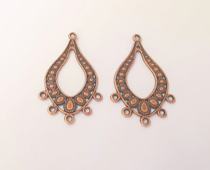 2 Drop Charms Connector Antique Copper Plated Charms (47x28mm)  G23031