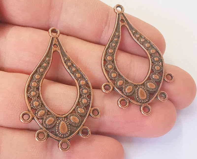 2 Drop Charms Connector Antique Copper Plated Charms (47x28mm)  G23031