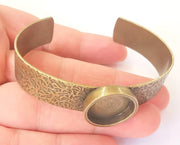 Bracelet Blank Resin Cuff Dry Flower inlay Blank Cuff Bezel Glass Cabochon Base Hammered Adjustable Antique Bronze (18mm ) G23039