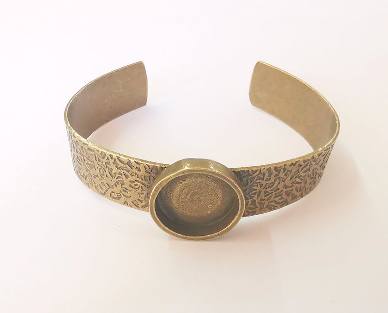 Bracelet Blank Resin Cuff Dry Flower inlay Blank Cuff Bezel Glass Cabochon Base Hammered Adjustable Antique Bronze (18mm ) G23039