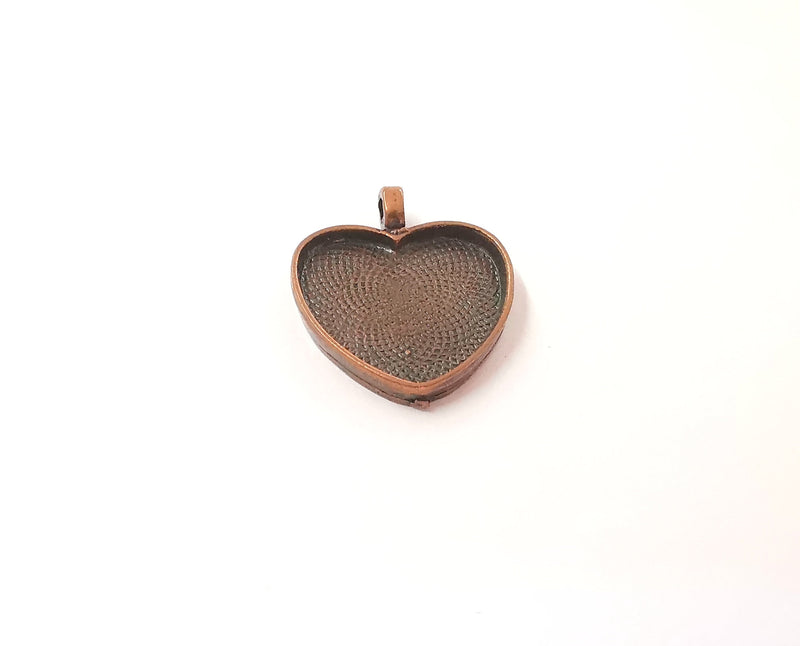 2 Heart blank bezel Resin bezel Mosaic mountings Antique copper plated charms (33x26mm)( 24mm Bezel ınner size)  G23489