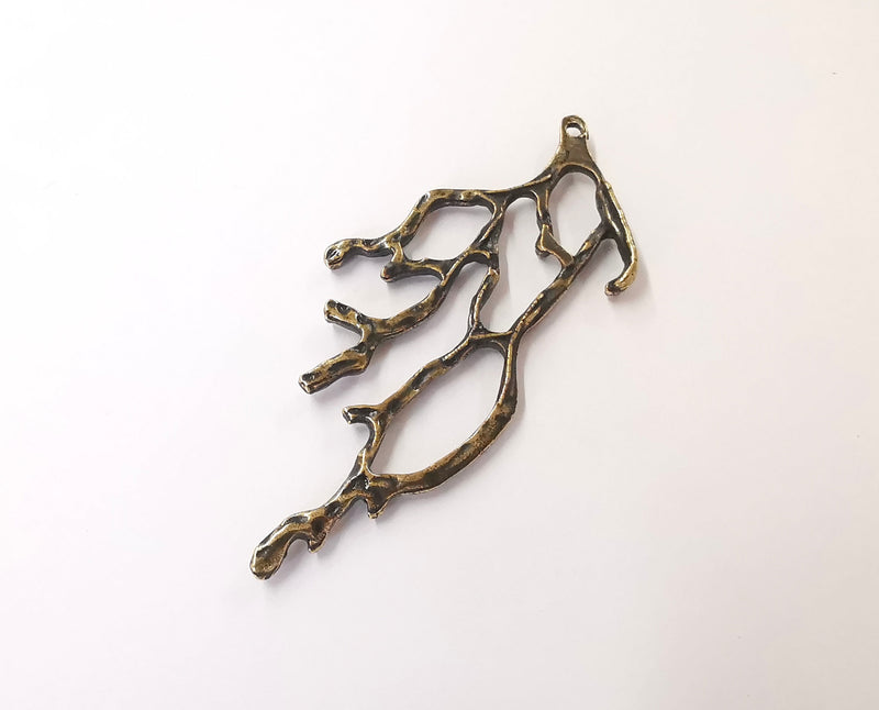 2 Coral charm Antique bronze plated charm (85mm) G23493