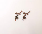 4 Flower branch charms Antique copper plated charms (40x16mm) G23495