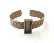 Bracelet blank resin cuff dry flower inlay blank Cuff bezel glass Cabochon base textured adjustable Antique bronze (25x10mm ) G23499