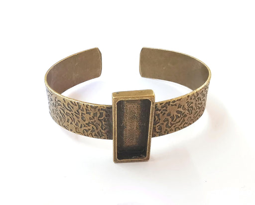Bracelet blank resin cuff dry flower inlay blank Cuff bezel glass Cabochon base textured adjustable Antique bronze (25x10mm ) G23499