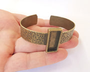 Bracelet blank resin cuff dry flower inlay blank Cuff bezel glass Cabochon base textured adjustable Antique bronze (25x10mm ) G23499