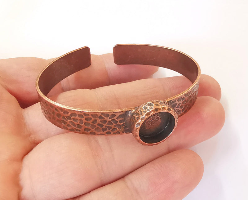 Bracelet blank Resin cuff Dry flower inlay blank Cuff bezel Glass cabochon base Hammered adjustable Antique copper (12mm ) G23500
