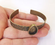 Bracelet blank resin cuff dry flower inlay blank Cuff bezel glass Cabochon base textured adjustable Antique bronze (18x13mm ) G23502