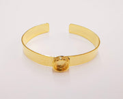Bracelet blank Resin cuff Dry flower inlay blank Cuff bezel Glass cabochon base  adjustable Shiny gold plated (10mm ) G23517