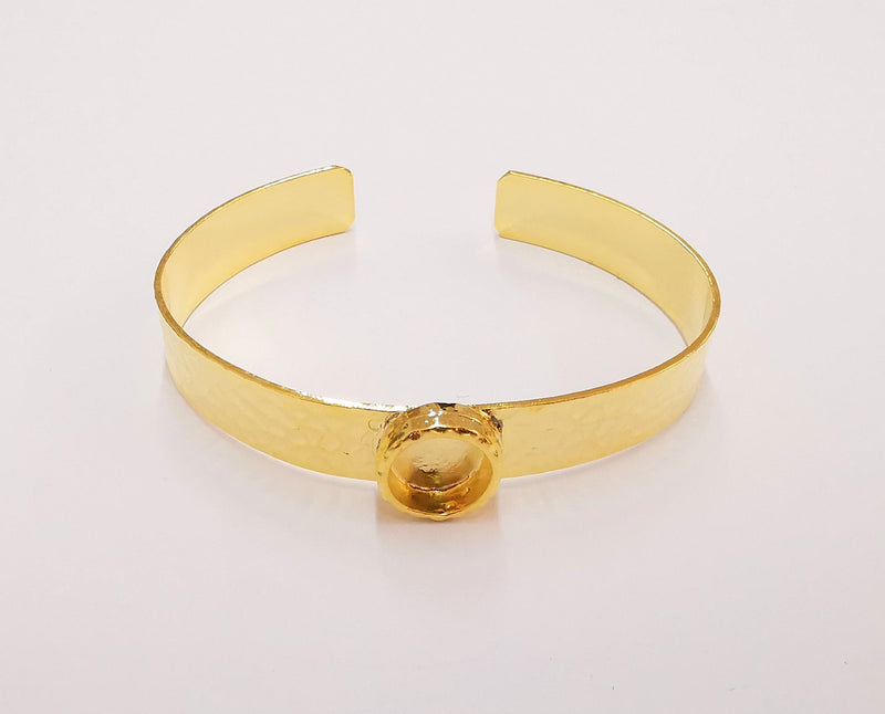 Bracelet blank Resin cuff Dry flower inlay blank Cuff bezel Glass cabochon base  adjustable Shiny gold plated (10mm ) G23517