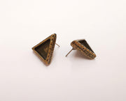 Earring blank backs base setting Hammered resin blank Cabochon base inlay mounting Antique bronze plated (14x13mm) 1pair G23520