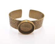 Bracelet blank Resin dry flower inlay blank Cuff bezel Glass cabochon base textured adjustable antique bronze (25mm ) G23519
