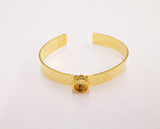 Bracelet blank resin cuff dry flower inlay blank Cuff bezel glass Cabochon base hammered adjustable Shiny gold plated (10x8mm ) G23530