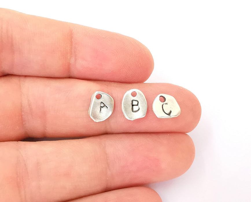 Initial letter charm,Personalized initial letter charm, Add on letter charm, Add on initial, Antique silver plated, Alphabet 10x7mm G23528