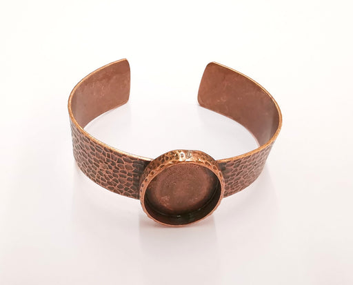 Bracelet blank resin dry flower inlay blank Cuff bezel glass Cabochon base hammered adjustable Antique copper (30x22mm ) G23533