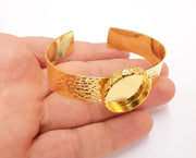Bracelet blank Resin cuff dry flower inlay blank Cuff bezel glass Cabochon base hammered adjustable Shiny gold plated (22mm ) G23534