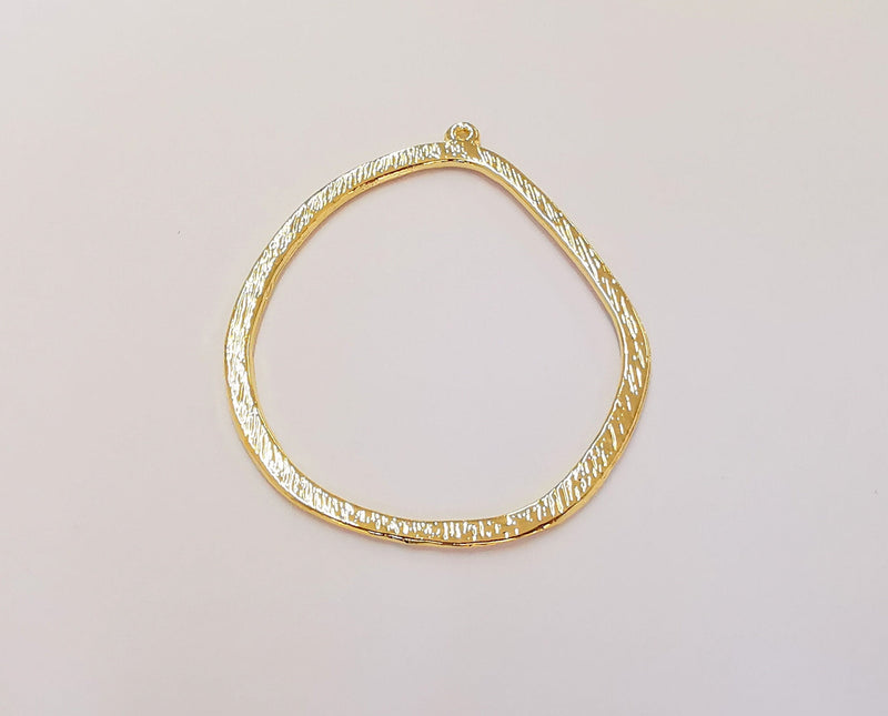 2 Circle Charms 24K Shiny Gold Plated Charms (51x44mm)  G23049