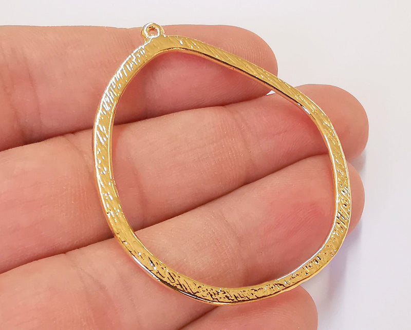 2 Circle Charms 24K Shiny Gold Plated Charms (51x44mm)  G23049