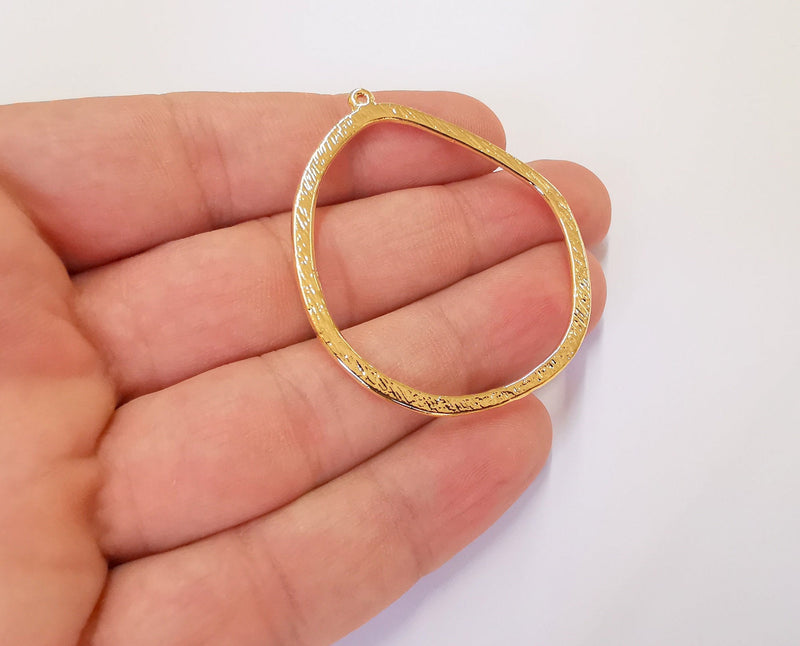 2 Circle Charms 24K Shiny Gold Plated Charms (51x44mm)  G23049