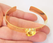 Bracelet Blank Resin Cuff Dry Flower inlay Blank Cuff Bezel Glass Cabochon Base Hammered Adjustable Shiny Gold Plated (12mm ) G23053