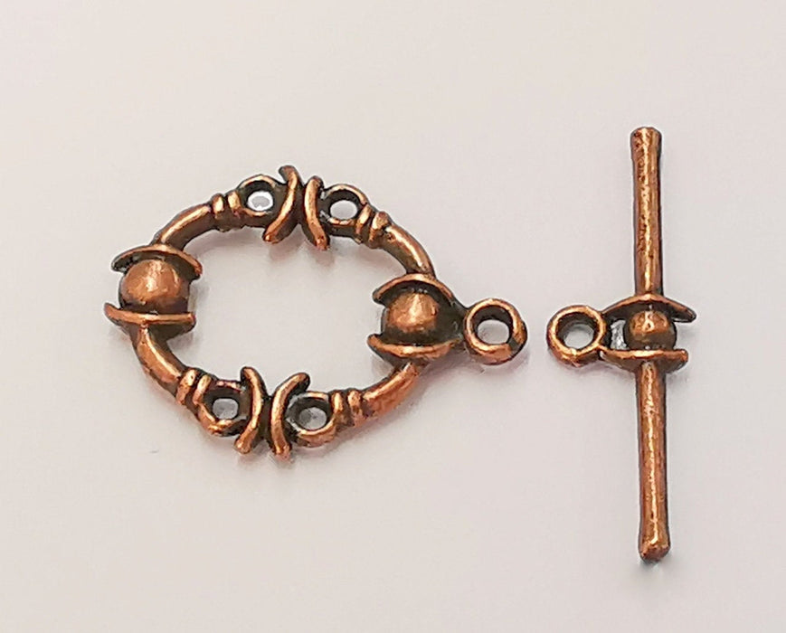 Toggle Clasps 10 sets Antique Copper Plated Toggle Clasp Findings (21x16mm)+(25x8mm)  G23066