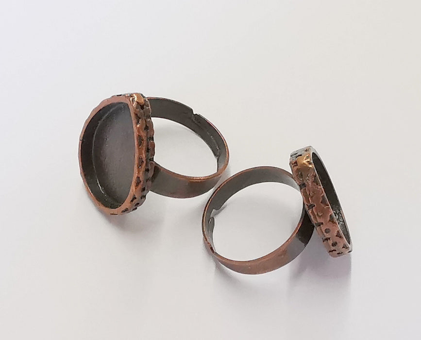 Copper Ring Blank Setting Cabochon Base inlay Ring Backs Mounting Adjustable Ring Base Bezel (19x14mm blank) Antique Copper Plated G23070