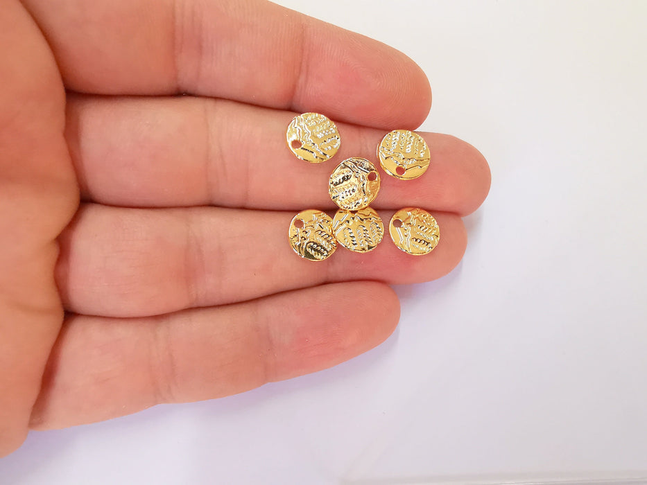 10 Gold Charms 24K Shiny Gold Plated Charms (10mm)  G23075