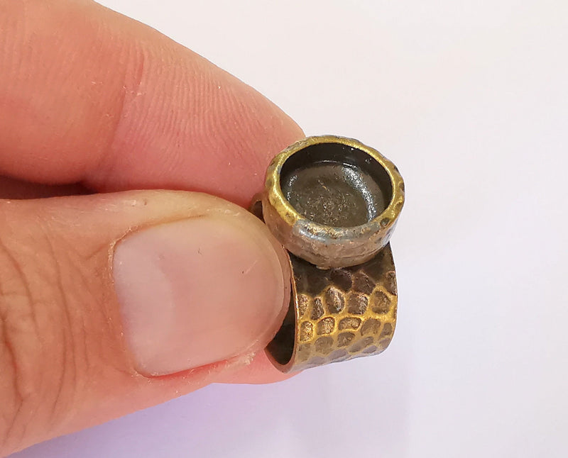Antique Bronze Ring Blank Setting Cabochon Base inlay Ring Backs Mounting Adjustable Ring Bezel (10mm blank) Antique Bronze Plated G23080