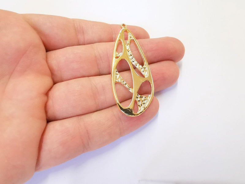 2 Gold Charms 24K Shiny Gold Plated Charms (56x23mm)  G23079