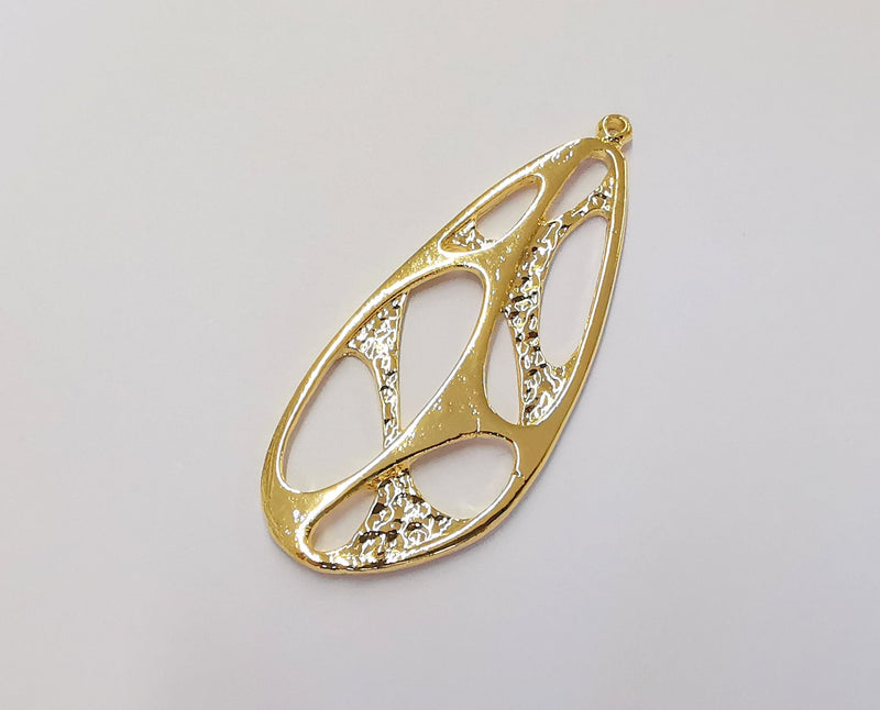 2 Gold Charms 24K Shiny Gold Plated Charms (56x23mm)  G23079