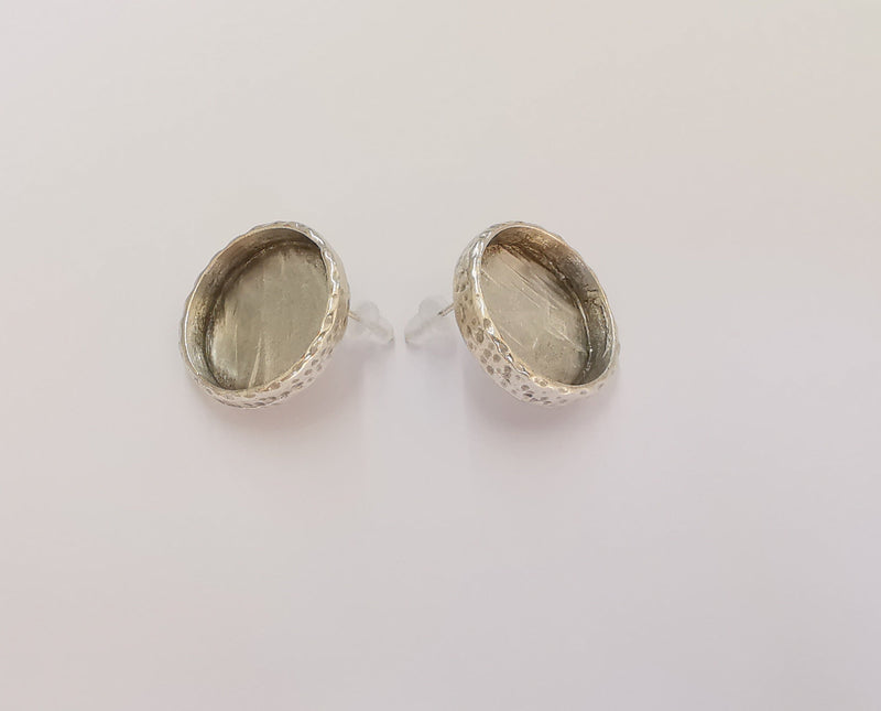 Earring Blank Base Settings Silver Resin Blank Cabochon Base inlay Blank Mountings Antique Silver Plated (18mm blank) 1 Set  G23087