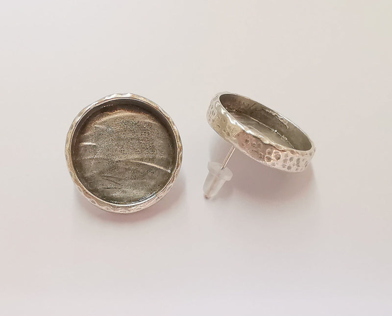 Earring Blank Base Settings Silver Resin Blank Cabochon Base inlay Blank Mountings Antique Silver Plated (18mm blank) 1 Set  G23087