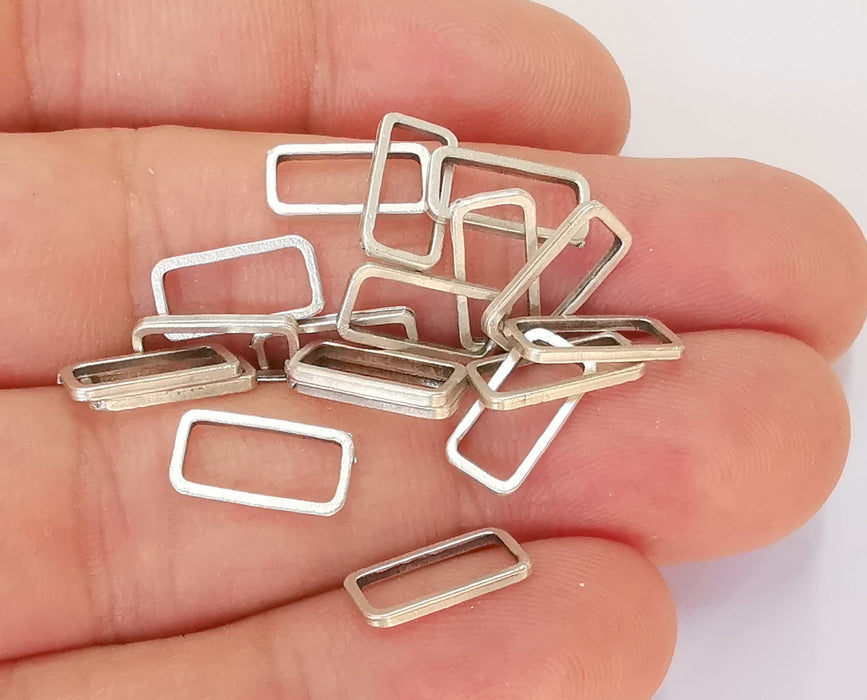 20 Rectangle Findings Antique Silver Plated Findings (12x6 mm)  G23088