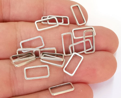 20 Rectangle Findings Antique Silver Plated Findings (12x6 mm)  G23088
