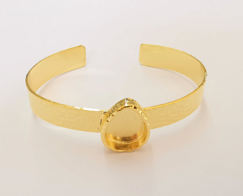 Bracelet Blank Resin Cuff Dry Flower inlay Blank Cuff Bezel Glass Cabochon Base Hammered Adjustable Shiny Gold Plated (18X13mm ) G23092