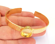 Bracelet Blank Resin Cuff Dry Flower inlay Blank Cuff Bezel Glass Cabochon Base Hammered Adjustable Shiny Gold Plated (18X13mm ) G23092