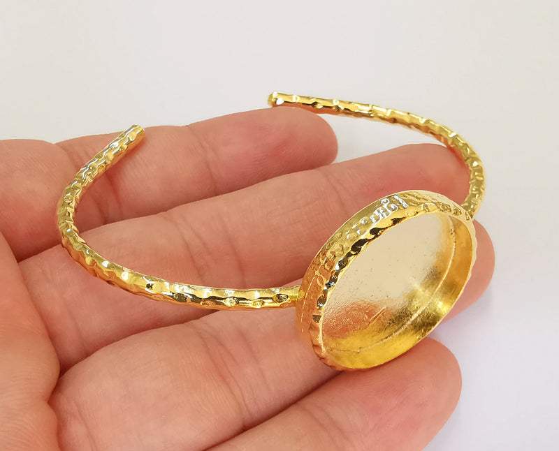 Shiny Gold Hammered Bracelet Blanks Settings Cuff Blanks Resin Blank İnlay Blank Adjustable Bracelet Gold Plated Bracelet (25 mm ) G23094