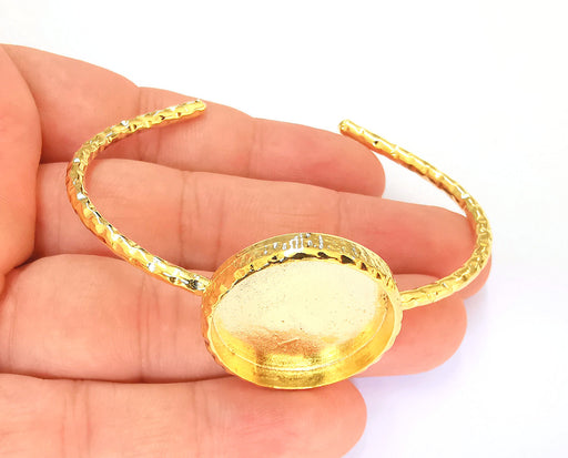 Shiny Gold Hammered Bracelet Blanks Settings Cuff Blanks Resin Blank İnlay Blank Adjustable Bracelet Gold Plated Bracelet (25 mm ) G23094