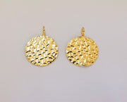 2 Gold Plated Stamping Base 24k Shiny Gold Hammered Tag Gold Plated Brass Charm (22x17mm) G23096