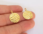 2 Gold Plated Stamping Base 24k Shiny Gold Hammered Tag Gold Plated Brass Charm (22x17mm) G23096