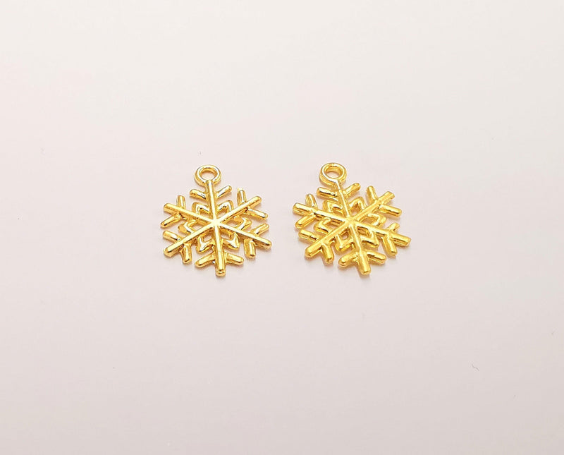 4 Snow flake charms Gold plated charms (19x15mm)  G23535