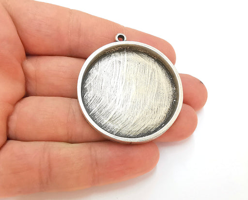 Pendant blank bezel Resin bezel Mosaic mountings Antique silver plated Pendant  (49x43mm)( 40 mm Bezel Inner Size)  G23542