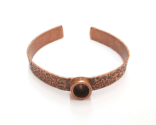 Bracelet blank resin Cuff dry flower inlay blank Cuff bezel Glass cabochon base Textured adjustable antique copper (10x8mm ) G23550