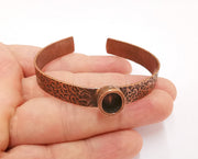 Bracelet blank resin Cuff dry flower inlay blank Cuff bezel Glass cabochon base Textured adjustable antique copper (10x8mm ) G23550