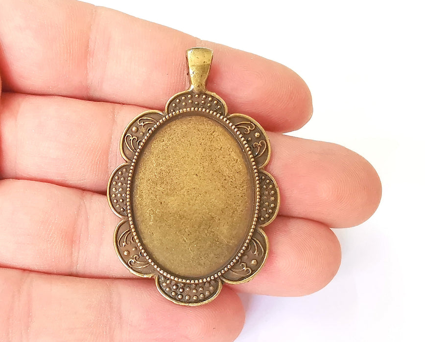 Pendant blank bezel Resin bezel Mosaic mountings Antique bronze plated pendant (54x35mm)( 34x24 mm Bezel Inner Size)  G23555