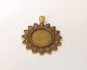 Flowers pendant blank bezel Resin bezel Mosaic mountings Antique bronze plated pendant (45x36mm)( 19 mm Bezel Inner Size)  G23556