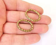 4 Hammered oval findings Antique bronze plated findings (27x20mm)  G23558