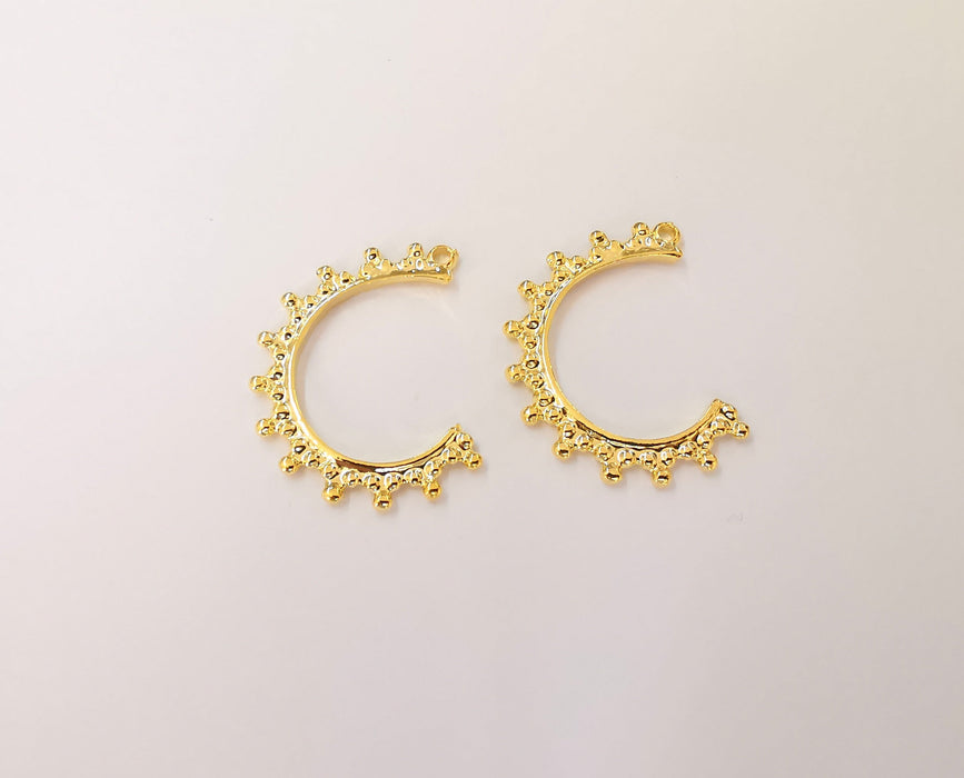 2 Gold Charms 24k Shiny Gold Charms (32mm)  G23561