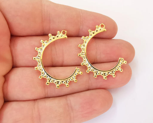 2 Gold Charms 24k Shiny Gold Charms (32mm)  G23561