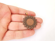 2 Leaves frame pendant blank Antique copper plated pendant (44x36mm) (19mm Blank Size)  G23570